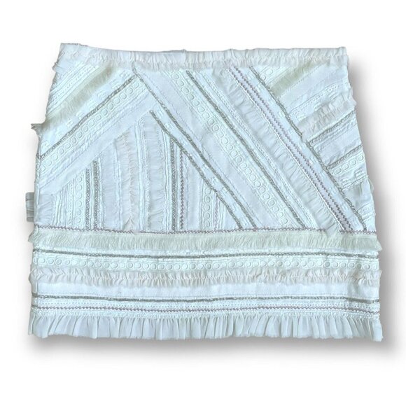 Club Monaco Embroidered Beaded Skirt Womens Sz 8 Ivory Blush Pink Mixed Media - Picture 1 of 8